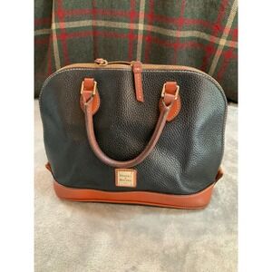Dooney & Bourke Zip Zip Satchel Black Pebble Grain Leather Dome Handbag